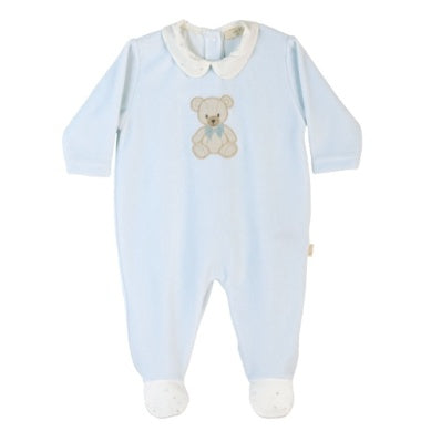 Velour Bear Footie - Pink or Blue