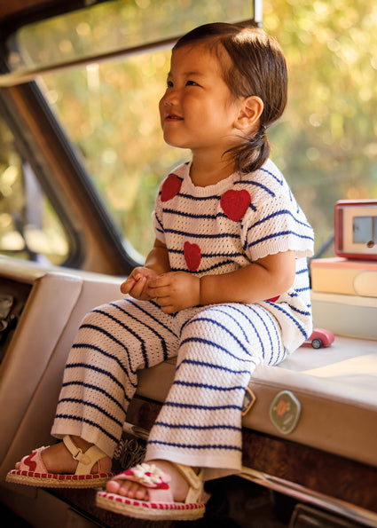 Mayoral Toddler Girl Heart Knit Pant Set Natural