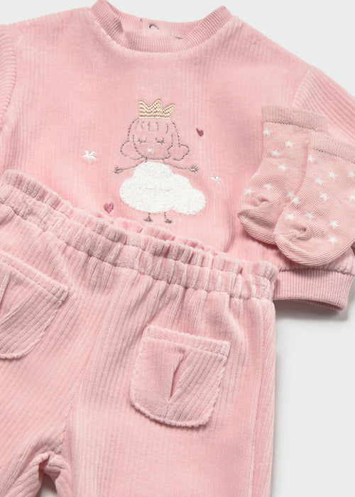 Mayoral Princess Cord Set with Socks, Baby Rose