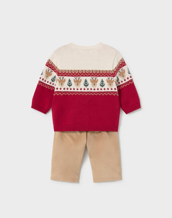 Reindeer Sweater with Beige Corduroys, Baby Sizes