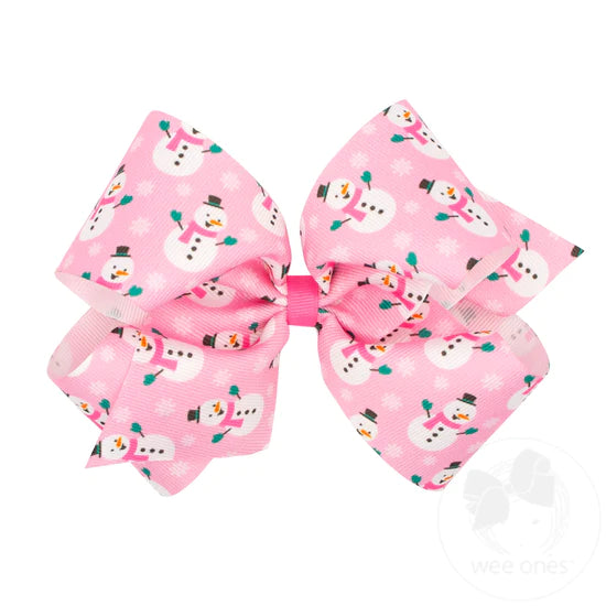 Pink Printed Christmas Bows image 0