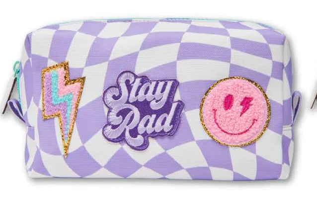 Stay Rad Patched Checkered Pencil Pouch image 0