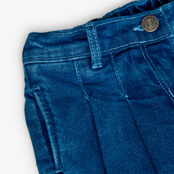 Golden Bloom Top & Pleated Denim Skirt Set image 6