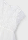 Girls’ White Lace & Tulle Tiered Dress image 2