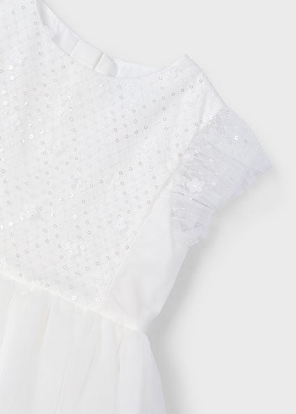 Girls’ White Lace & Tulle Tiered Dress image 2