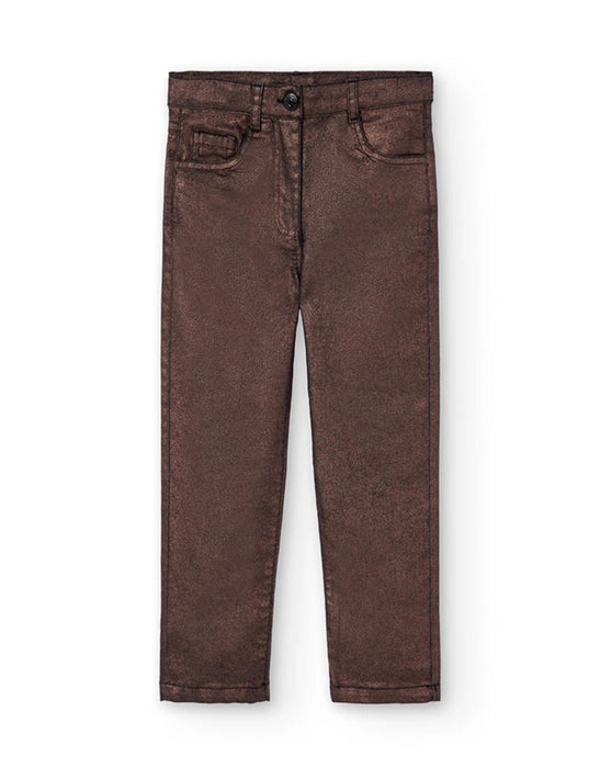 Ivory Heart Top & Metallic Brown Pants Set
