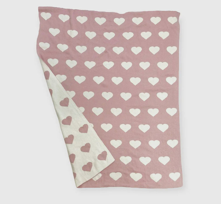 Knit Reversable Heart Blanket image 1