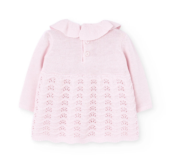 Pink Knit Ruffle Dress