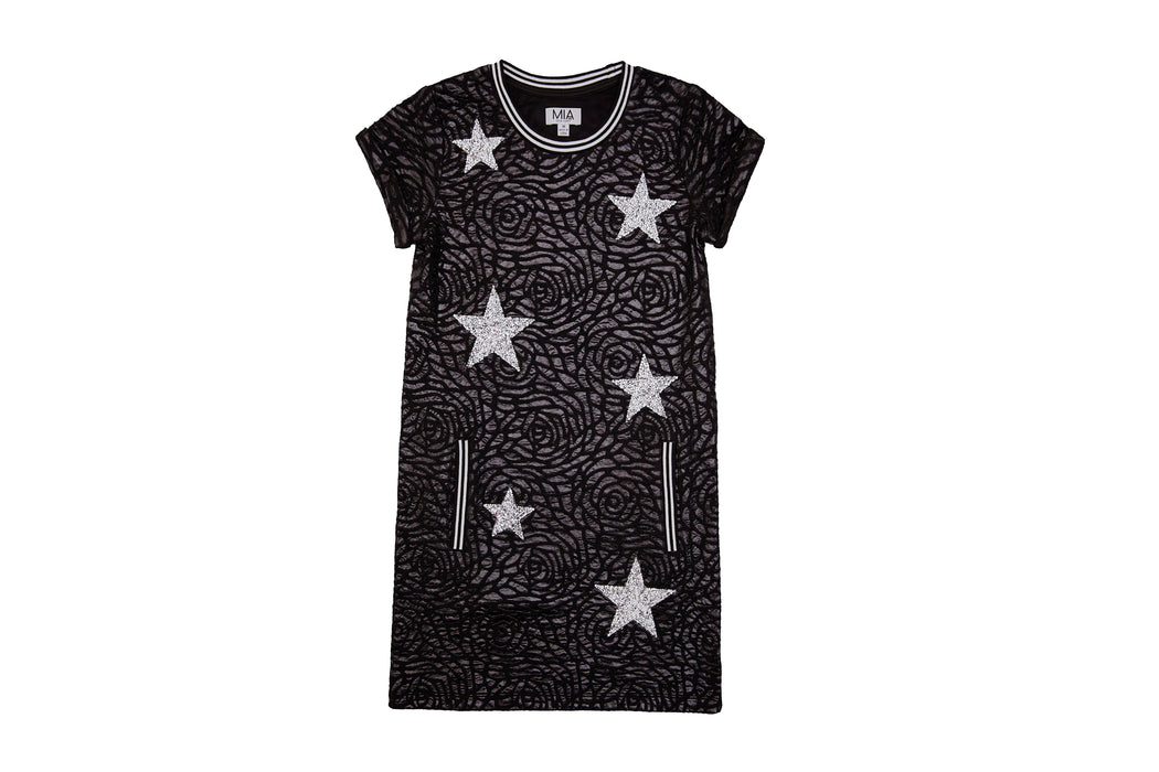 Black Textured Dress w/ Silver Stars image 0