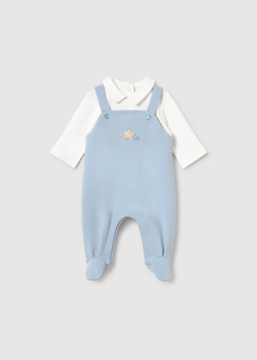 Boy Star Footie Faux Overall with Jacket, Blue