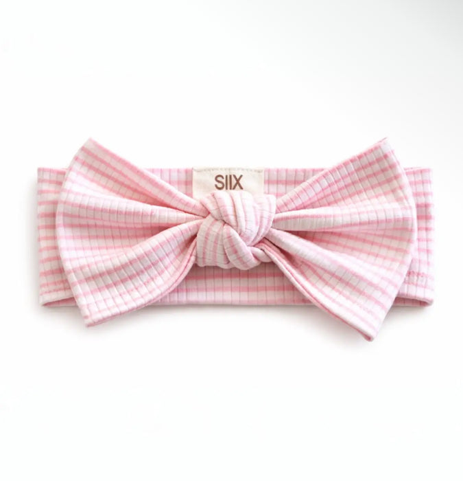 Pink Stripe Ribbed Frill Footie with Headband