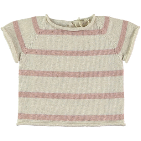 Short Sleeve Rose Striped Knit 2-piece Set image 0