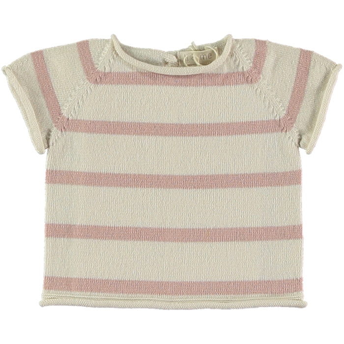 Short Sleeve Rose Striped Knit 2-piece Set image 0