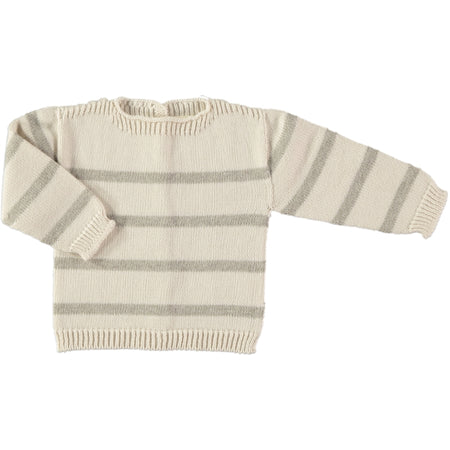 Long Sleeve Light Grey Striped Knit 2-piece Set image 0