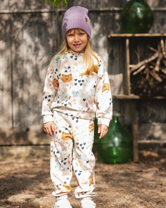 Cozy Kitty Print Sweatshirt & Jogger Set