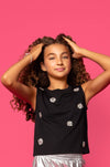 Black Rhinestone Embellished Daisy Tank image 0