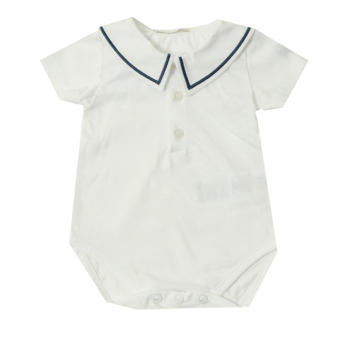 Navy Bubble w/ Collar Onesie & Cardigan image 2