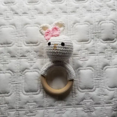 Bunny w/ Bow Crochet Rattle image 0