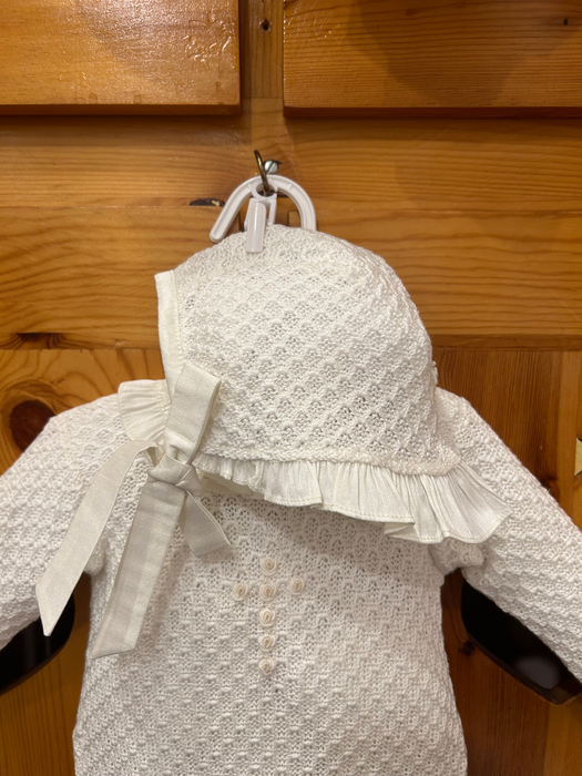 Girl Waffle Cross Knit Romper with Hat image 2
