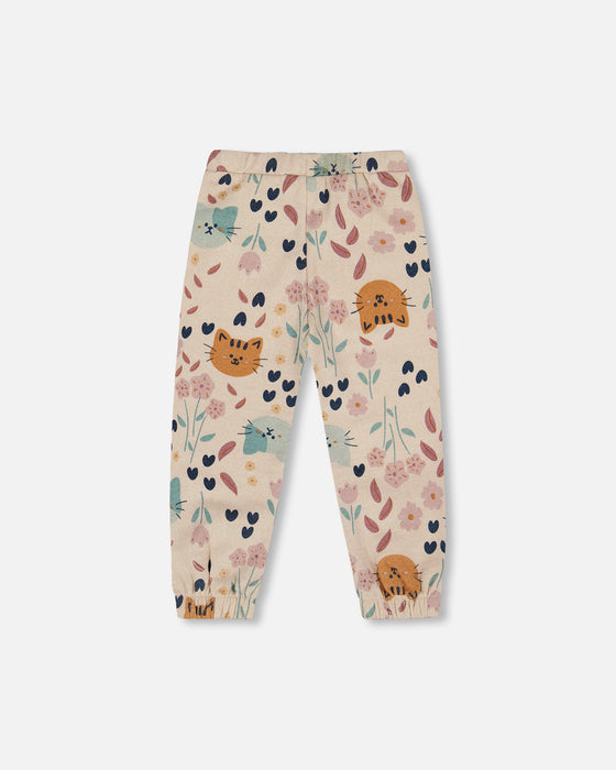 Cozy Kitty Print Sweatshirt & Jogger Set
