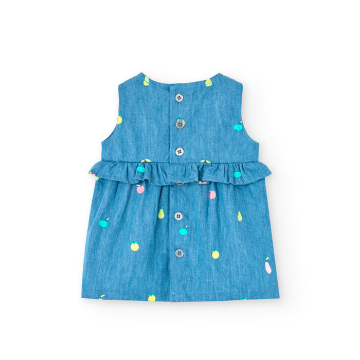 Denim Fruit Ruffle Dress & Bloomers Set image 3