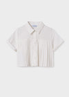 Pleated Perfection Cropped Button-Up image 0