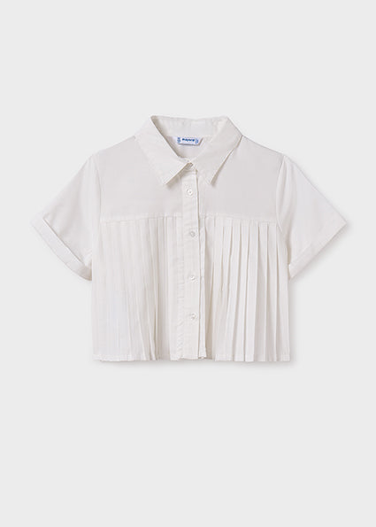 Pleated Perfection Cropped Button-Up image 0