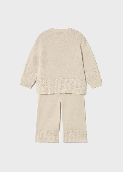 Textured Knit Beige 2-Piece Set