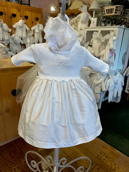 Long Sleeve Silk & Knit Dress image 0