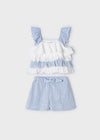 Tiered Blouse & Stripe Short Set image 2