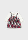 Plaid Overalls Dress with Detailed Collar image 0