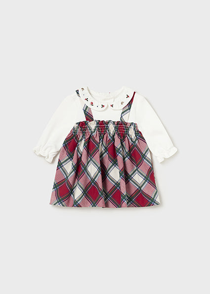 Plaid Overalls Dress with Detailed Collar image 0