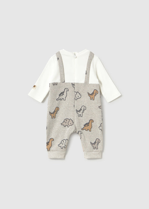 Faux Overall Dino, Grey