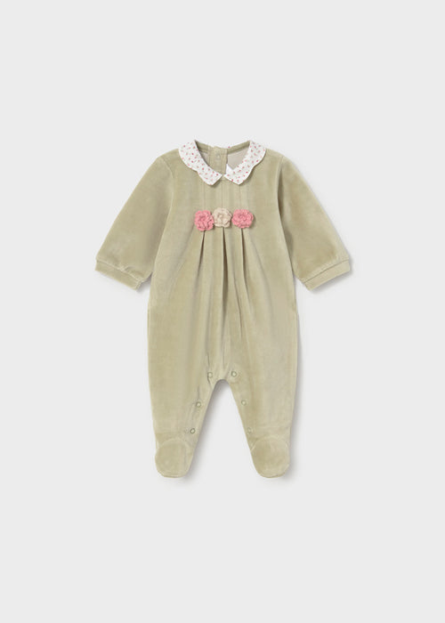 Mayoral Sage Green Velour Footie
