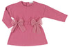 Rosy Double Bow Dress in deep pink with long sleeves and two tulle bows at the waist.