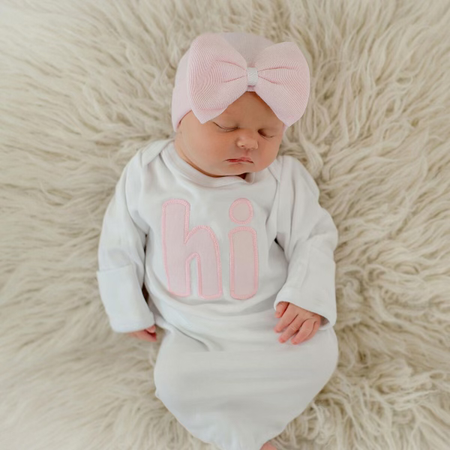 Pink “hi” Gown & Hat Set image 0