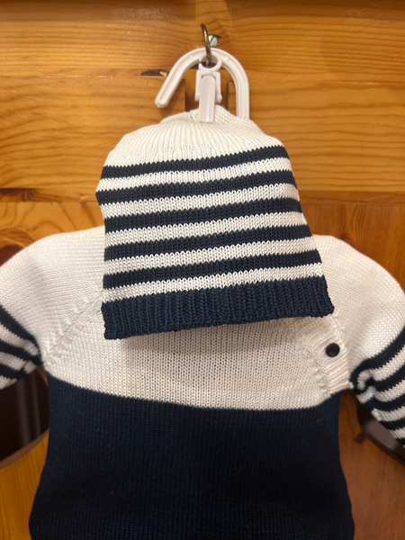 Navy Stripe 2-piece Knit with Hat image 1