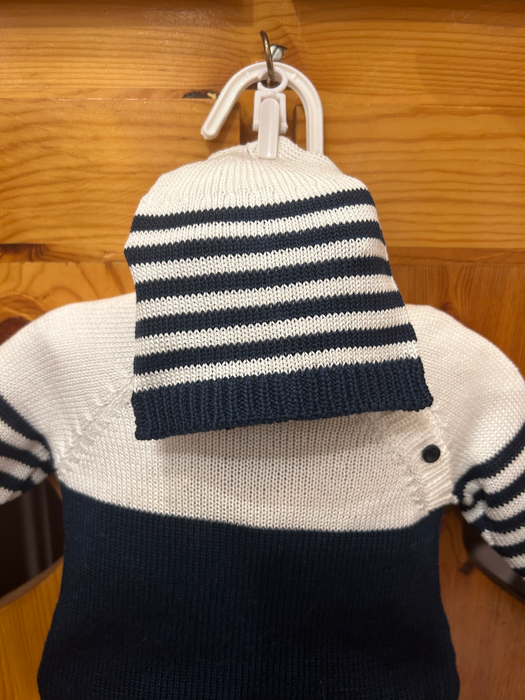 Navy Stripe 2-piece Knit with Hat image 1