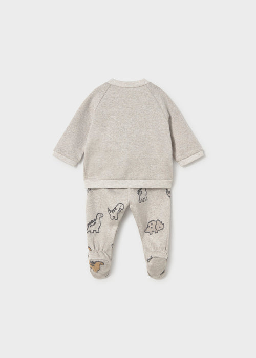 Dino Footie Set 2pc, Grey