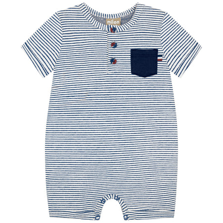 Striped Henley Baby Romper image 0