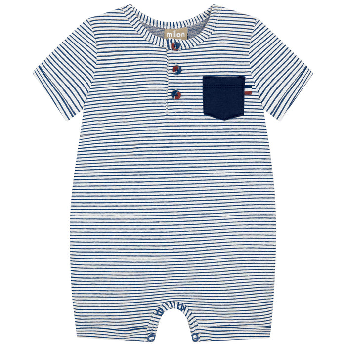 Striped Henley Baby Romper image 0