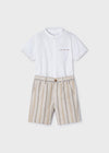 Khaki Striped Shorts & White Button Down image 0