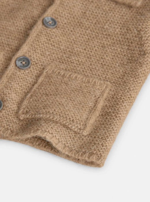 Classic Camel Knit Button Sweater