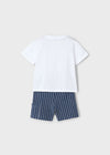 White & Navy 2pc Stripe Set image 2