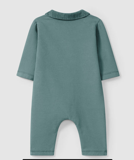 Blue-Green Corduroy Detail Romper image 1