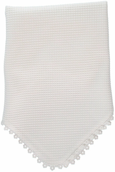 Special Occasion Off White Quilted Blanket with Lace Trim image 1