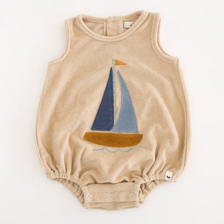 Denim Sailboat Terry Applique Bubble image 0
