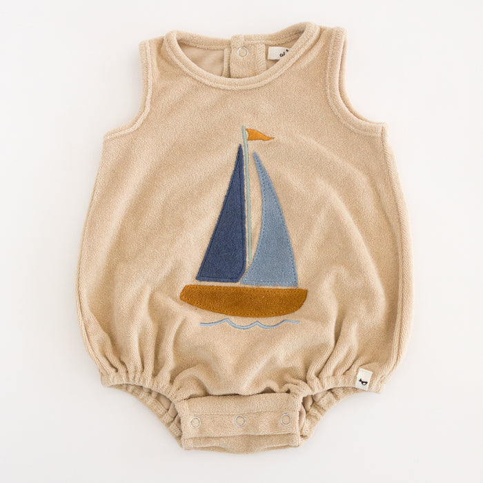 Denim Sailboat Terry Applique Bubble image 0