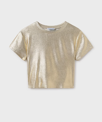 Metallic Shine Cropped T-Shirt