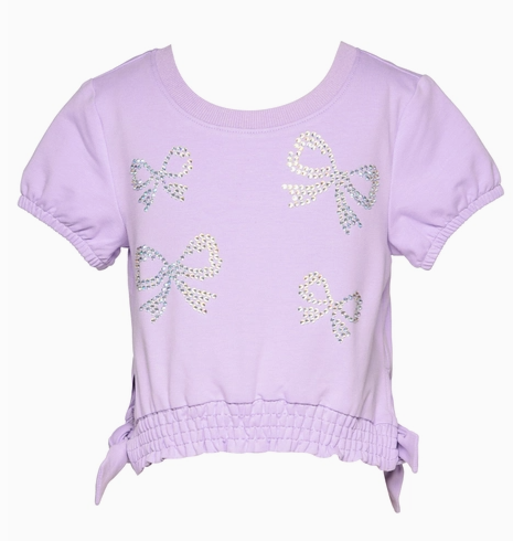 Lilac Rhinestone Bow 2pc